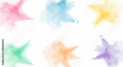 Colorful watercolor stars on white background.