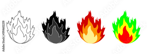 fire flame icons. fire flame icon set for energy heat and hot temperature