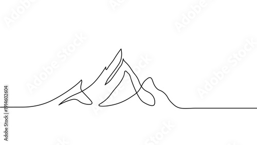 mountain line art. minimalist mountain range continuous line art drawing