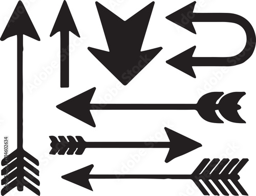 Black Arrows Pointing in Various Directions