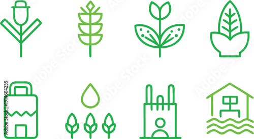 set of green eco icons