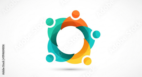 Colorful people connect in a circle friendship teamwork concept