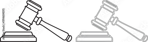 Two gavel icons in black and white