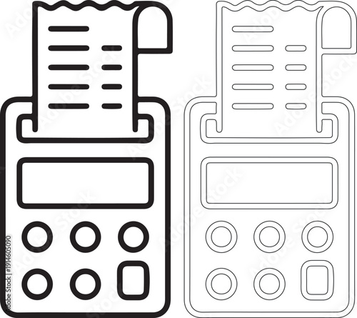 Black and white illustration of receipt printer machine