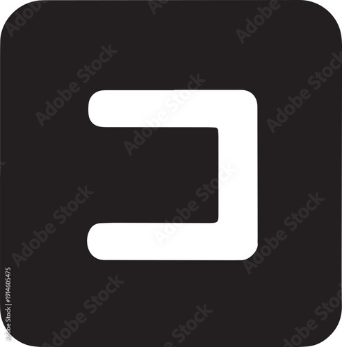 Abstract geometric shape resembling Hebrew letter bet or U shape inside a square on transparent background