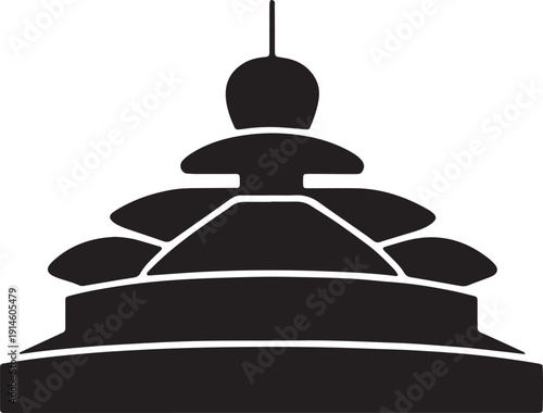 Abstract religious temple spire silhouette vector traditional eastern asian pagoda roof architecture element