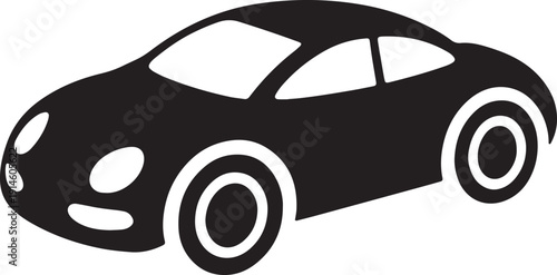 Black silhouette of a sleek modern sports car seen from side perspective on transparent background