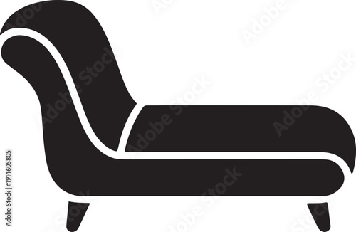 Chaise lounge silhouette modern furniture piece for elegant relaxation illustration