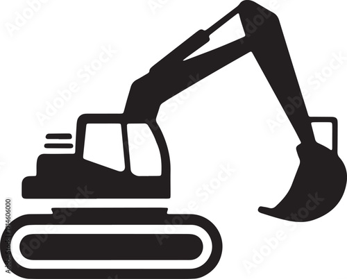 Excavator silhouette on a white background vector illustration building industry