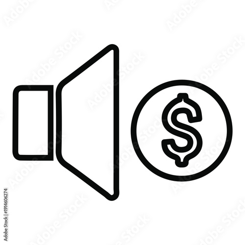 Megaphone and Dollar Sign Icon.