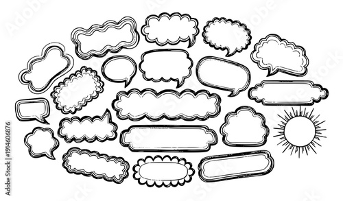 Hand drawn crayon border frames doodle shape outline clipart set kids colorful vector