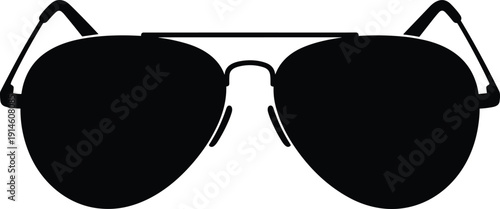 Aviator sunglasses silhouette icon, classic fashion eyewear isolated on white background vector illustration