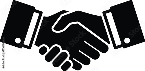 Business handshake icon, partnership agreement trust symbol isolated on white background vector illustration