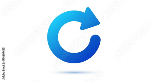Blue refresh symbol with arrow on white background