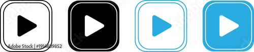 Play button icons in modern design for video and music players