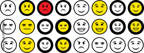 Collection of diverse emoticons showing various emotions and expressions