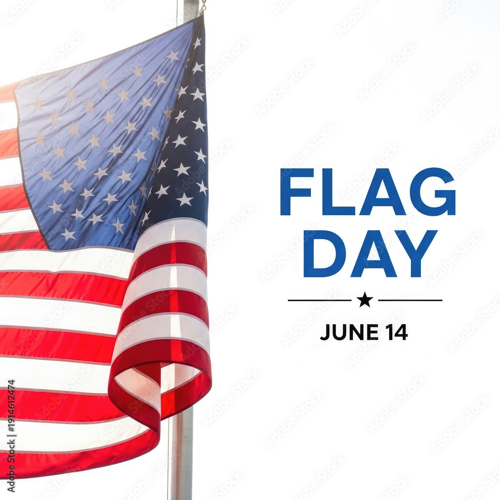 Obraz premium Usa flag day celebrations on june 14th patriotic holiday commemorating the adoption of the american flag