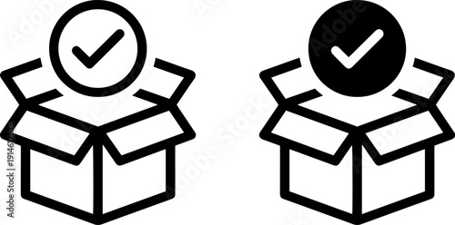 Two check mark icons in boxes for confirmation and approval