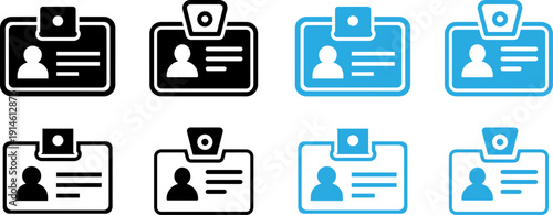 Set of modern ID card icons in various styles