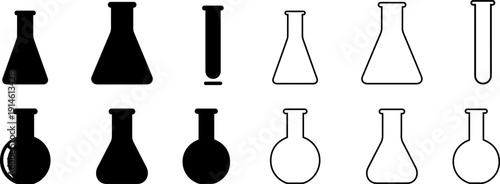 Laboratory equipment icons set for scientific use