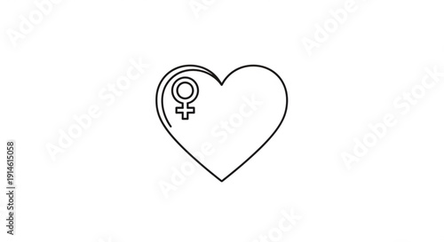 Heart symbol with female sign for love and feminism support