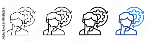 Thinking Process Icon Different Style Outline Collection Set