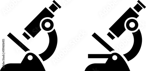 Microscope icons for scientific and laboratory use