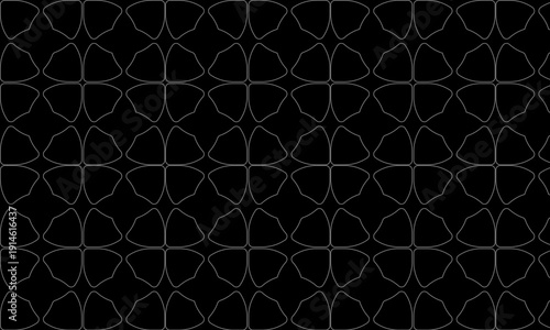 Repeating Pattern of Four- Leaf Clover Like Shapes on Dark Background geometric abstract
