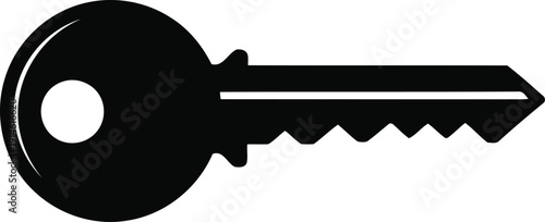 Black silhouette of a house key with a circular bow