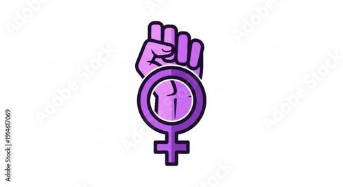 Purple hand gesture symbolizing female empowerment and feminism