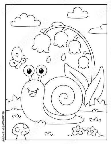 Cute Snail Coloring Pages for Kids