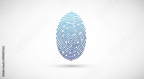 Blue fingerprint illustration on white background with shadow