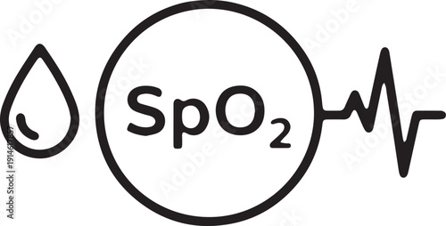 Art & Illustration, Blood Oxygen SpO2 Level Icon for Health Monitoring
