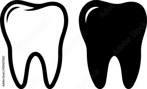 Dental health concept with white and black tooth icons