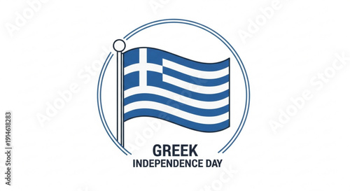 Greek independence day flag icon with blue and white colors and cross