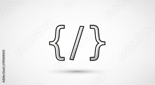 Curly braces and forward slash symbol on white background