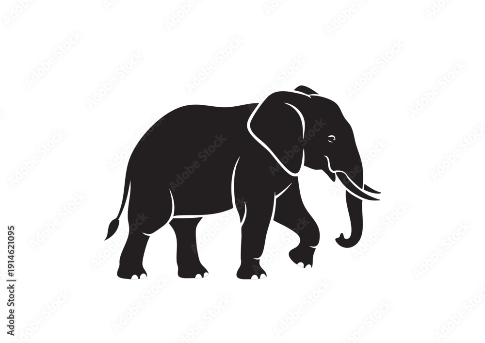 Obraz premium silhouette of an elephant walking vector image