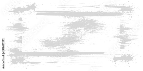 A vintage gray and black abstract grunge background with a dirty textured wall pattern and an aged paper frame design featuring artistic paint lines for a rough vector border element