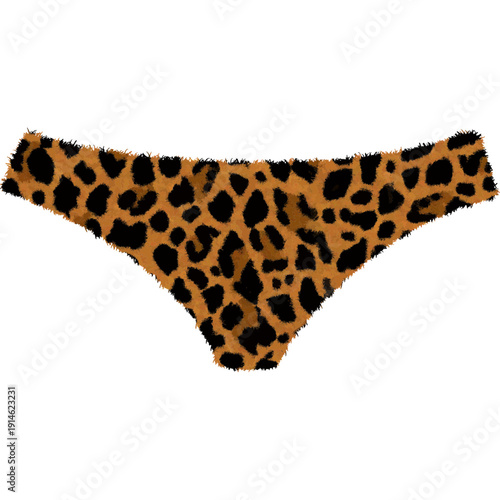 Classic Leopard Print Bikini Bottom Swimwear Panty Illustration, Leopard print panties
