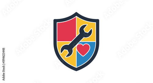 Colorful Shield Icon with Wrench and Heart, Symbolizing Friendly and Caring Service on Isolated White Background Free Download Colorful Shield Icon with Wrench and Heart, Symbolizing Friendly and Caring Service on Isolated White Background - GFXLoad
