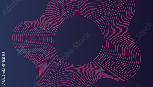Abstract Pink Wavy Lines on Dark Blue Background Vector
