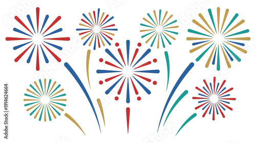 Fireworks d flat vector isolated white background