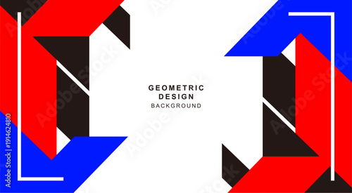 レッドとブルーの幾何学フレーム背景素材