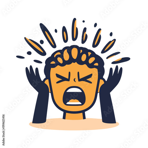 headache icon, symbol of anger, nervous tension, aggression vector illustration , vector style simple color