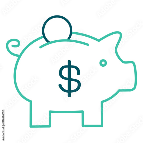 Outline Piggy Bank Saving