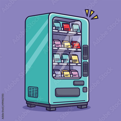 Cute Vector snack Vending Machine Cartoon Education Illustration