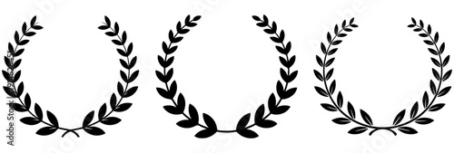 Hand-drawn laurel wreath award frame border set on background, laurel, wreath, award, frame, branch, ornament, element, hand-drawn.