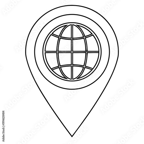 Global Location Pin Line Icon - International Tracking and GPS Navigation