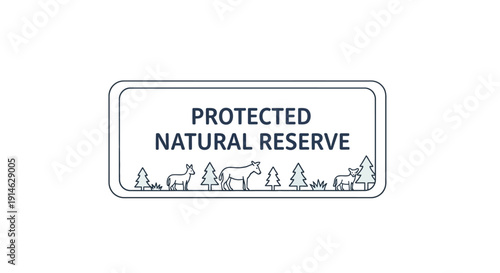Flat minimalist illustration of a protected natural reserve with animals and trees for World Wildlife Day and conservation concepts.