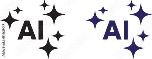 Black and blue A I with starburst shapes artificial intelligence